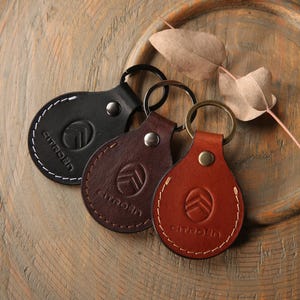 Car leather keychain Citroen, leather initial keychain personalized, customized leather keychain for women, men key fob, perfect gift