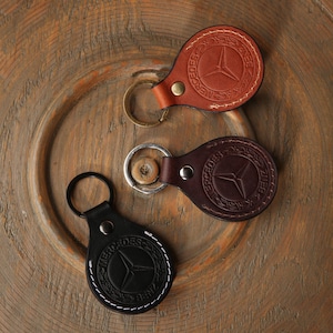 Car, leather keychain Mercedes-Benz, leather initial keychain personalized, customized leather keychain for her, men key fob, gift