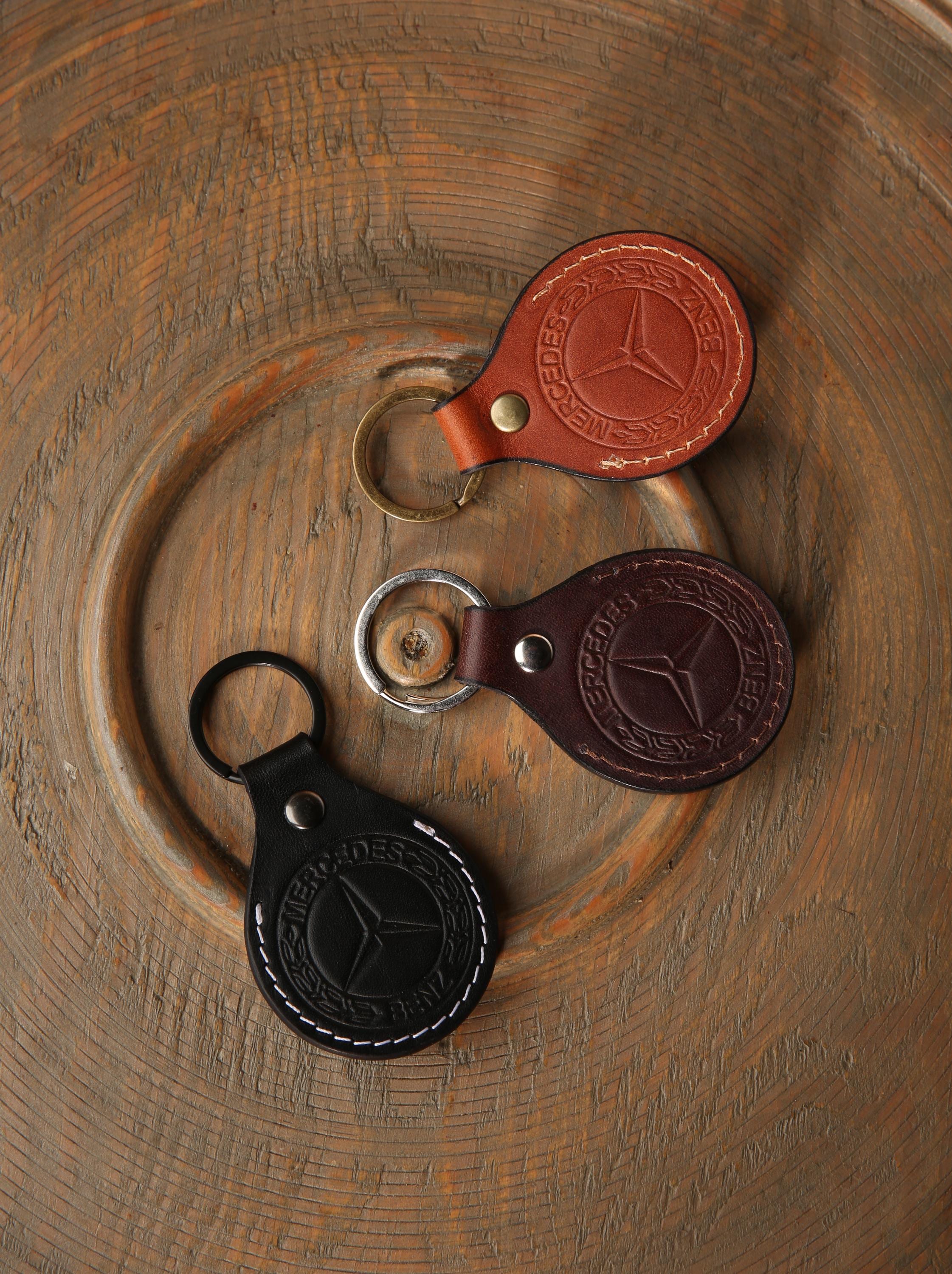 Handmade MERCEDES-BENZ Keychain Personalized Leather Gift for Car Owners
