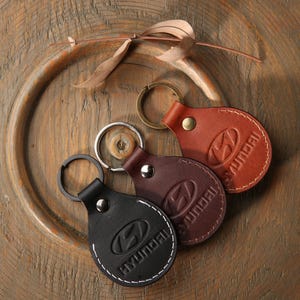 Motorcycle, car, leather keychain Hyundai, leather initial keychain personalized, customized leather keychain for her, men key fob, gift