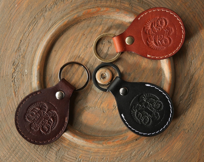 ARIES Zodiac Leather Keychain | Handmade Astrological Gift