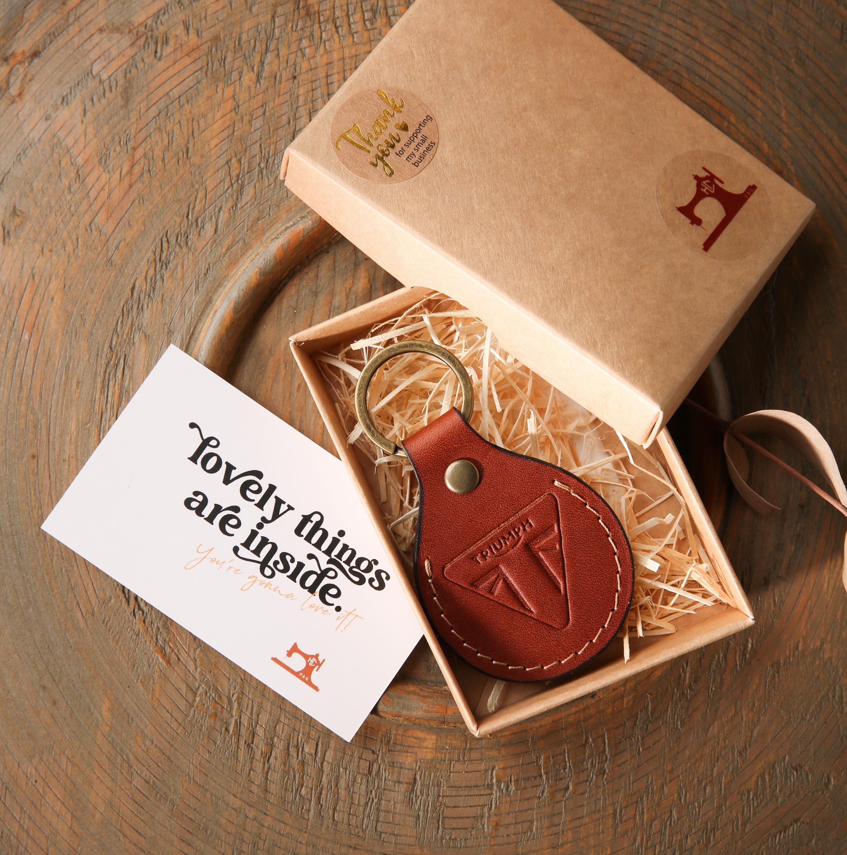 Handmade TRIUMPH Keychain | Personalized Leather Gift for Motorcycle ...