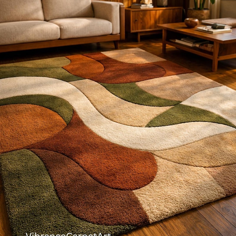 Rust Rug Mid Century - Etsy