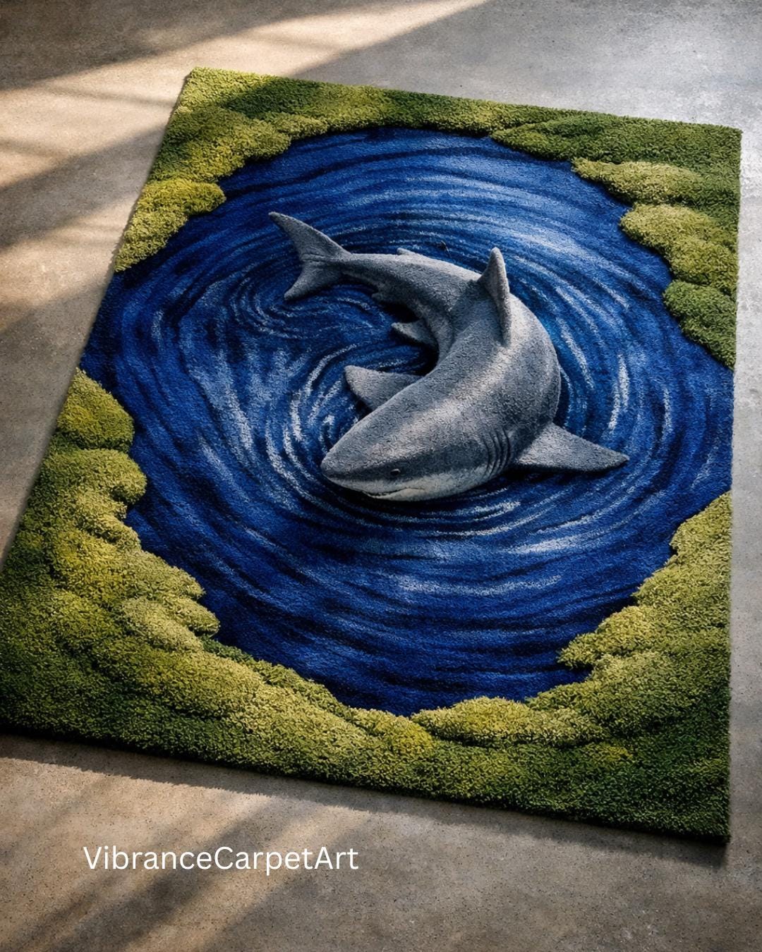 3docean Rugs Hand Tufted Wool Shark Rug, 3D Ocean Art Carpet - Etsy