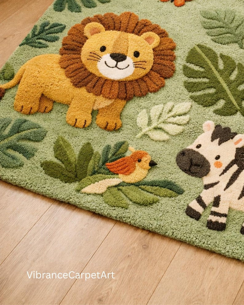 Display Animal Rug Hand-tufted Wool Jungle Rug – Safari Nursery Carpet - Etsy