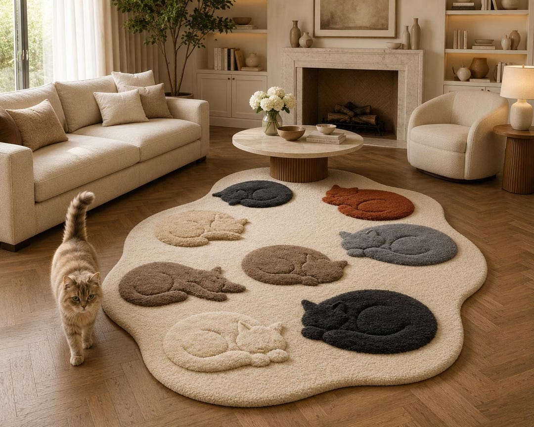 Handmade Sculpted Cat Rug – Plush, Tufted Kids Room Carpet - Etsy