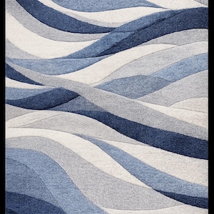 Blue Wave Tufted Rug – Modern Abstract Plush Carpet - Etsy