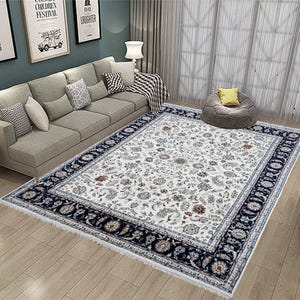 Traditional Persian Style Area Rug | Floral Design Living Room Carpet | Elegant Oriental Floor Mat | Soft & Durable Home Decor