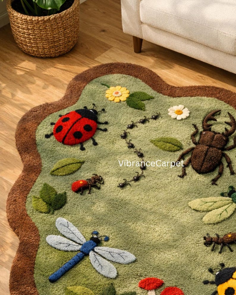 Educational Bug & Insect Rug – Hand-tufted Wool Kids Room Rug - Etsy