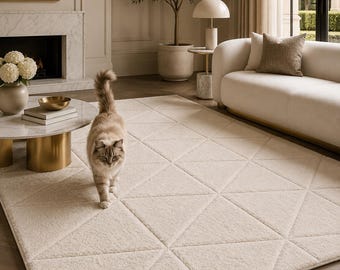 Handgetufteter Wollteppich - Minimalistisches Design in Beige / Beige