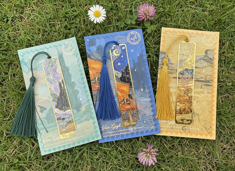 Marcapáginas de Monet y Van Gogh: Diseños elegantes en metal imagen 3