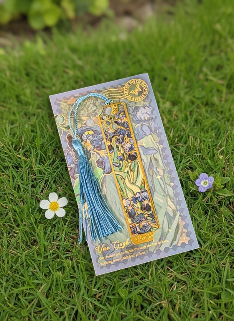 Marcapáginas de Monet y Van Gogh: Diseños elegantes en metal Iris