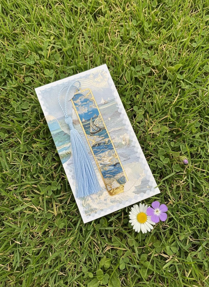 Marcapáginas de Monet y Van Gogh: Diseños elegantes en metal Seascape