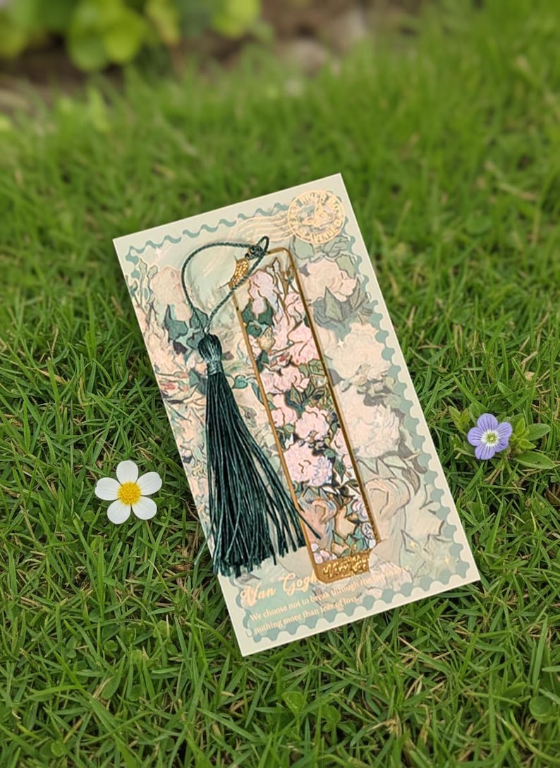 Marcapáginas de Monet y Van Gogh: Diseños elegantes en metal White Rose