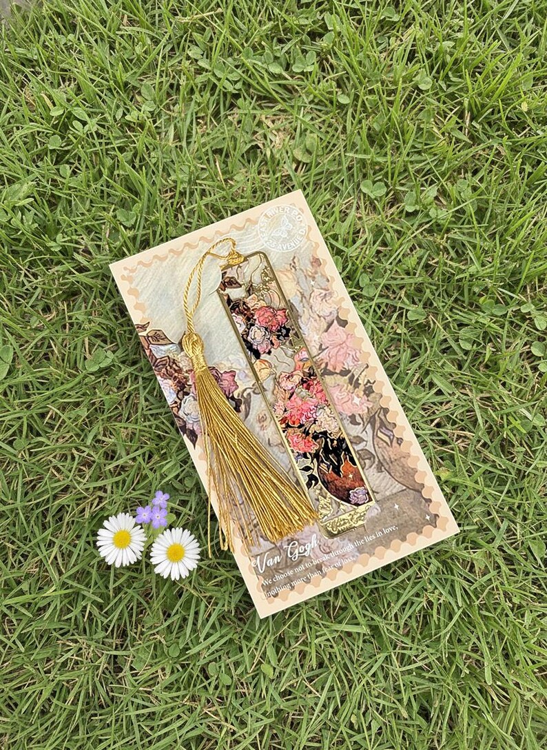 Marcapáginas de Monet y Van Gogh: Diseños elegantes en metal Roses