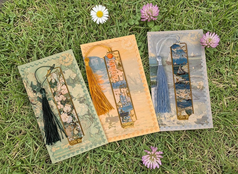 Marcapáginas de Monet y Van Gogh: Diseños elegantes en metal imagen 2
