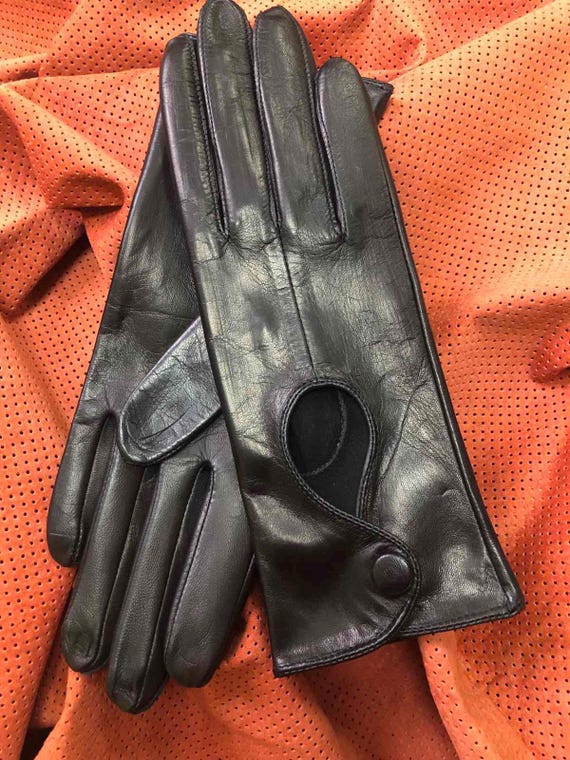 leather dress gloves womens Womens Black Deerskin - wool lining S and stab Hestra Gloves - Vera -