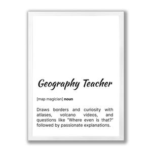 Art mural définition professeur de géographie, carte drôle affiche imprimable, cadeau pour professeur de géographie, déco sciences humaines, téléchargement numérique