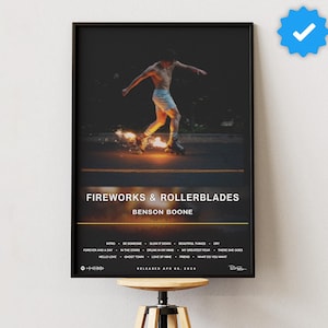 Fireworks & Rollerblades Poster – Benson Boone Album Cover Art Print, Indie Pop Music Wall Decor, Aesthetic Room Poster