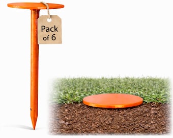 Orange Metal Survey Stakes – 6 Inch Property Line Markers (Pack of 6)