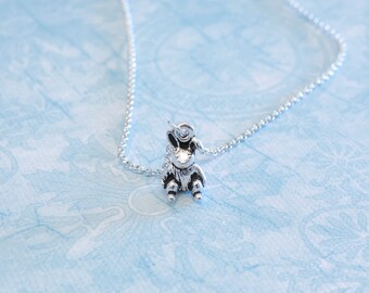Bunny Charm Necklace - Antique Silver Rabbit Charm Necklace - Made in USA Charm