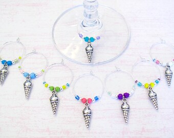 Ice Cream Cone Wine Charms - set of 8 Wine Glass Charms