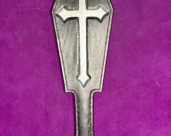 Handgemaakte BDSM-peddel van kistleer met spikes – zware impact