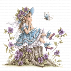 16 Magical Fairy Girl Clipart Floral Whimsical Ephemera Watercolor JPG Fantasy Junk Journal Scrapbooking Card Making Craft Digital Download