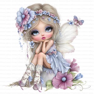 14 Cute Floral Fairy Girl Clipart Whimsical Ephemera Watercolor JPG Fantasy Junk Journal Scrapbook Card Making Paper Craft Digital Download