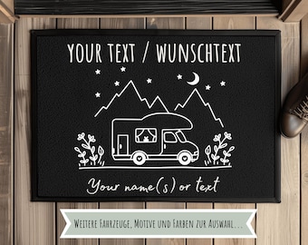 Personalized camper doormat with custom text and name, gift for campers, caravans, motorhomes or tents, camping gift