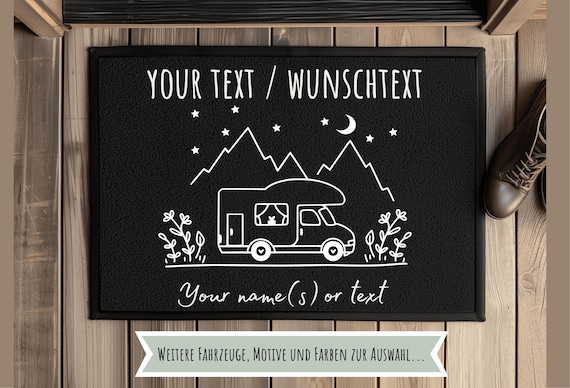 Fussmatte Camper, Fußmatte Camping personalisiert mit Wunschtext u. Namen, Geschenk Camper Wohnwagen, Wohnmobil o. Zelt, Geschenk Camping