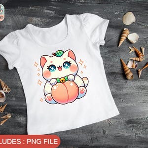 Cute Cat PNG | Kawaii Cat Clipart | Cartoon Kitty Sublimation Design | Digital Download for Stickers, T-Shirts, Mugs | Pastel Pet Graphic