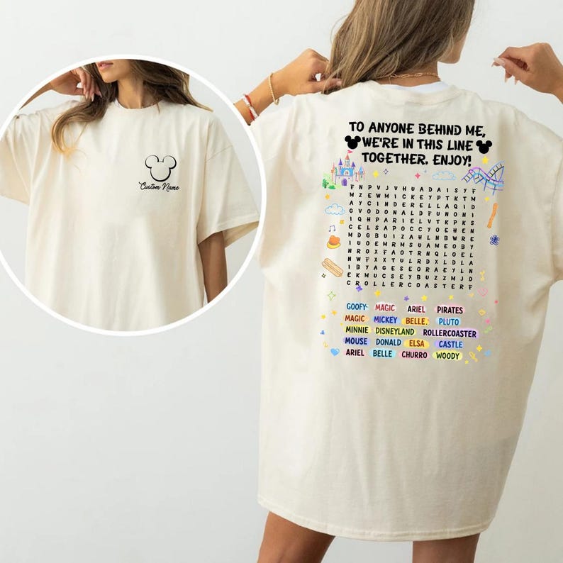 A person wearing a white t-shirt with a message printed on the back.