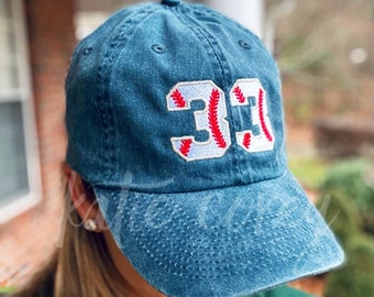 Custom adult Baseball number cap personalized hat - baseball mom cap