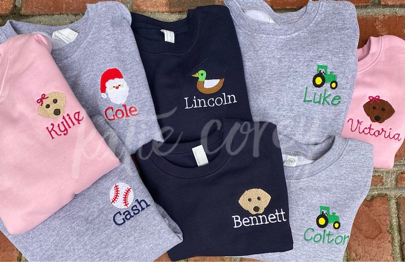 Boys Girls Mini Monogram sweatshirt/crewneck/Monogram Boys Shirt/Personalized/Animal, Car, Sports/Youth Pullover/Embroidered /Personalized image 3