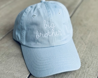 Personalized Big brother kids Baseball Cap hat- Toddler gift - big brother gift - light blue