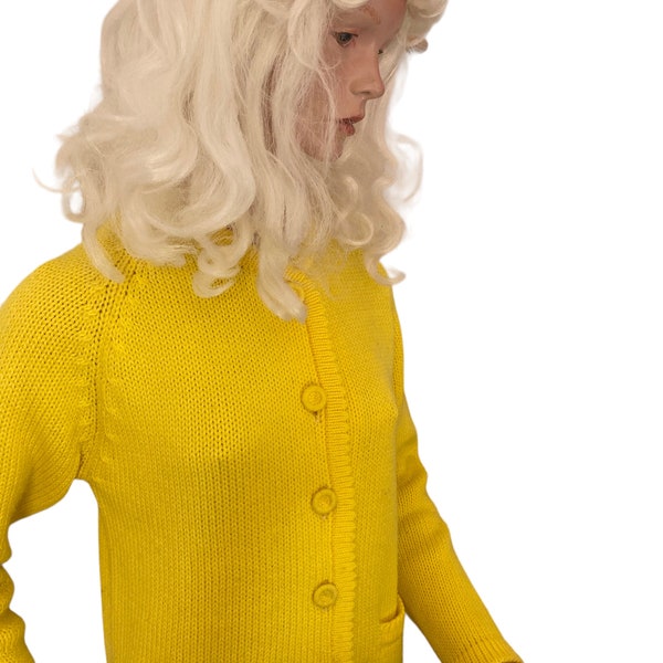 Vintage Canary Yellow Short Sleeve Cardigan