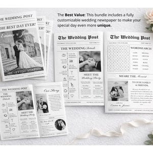 Dreifach gefaltetes Programm • Vorlage für ein dreifach gefaltetes Hochzeitsprogramm • Elegante und moderne Hochzeitsbroschüre mit Fotos • Sofort-Download • Bearbeitbar und druckbar Bild 3