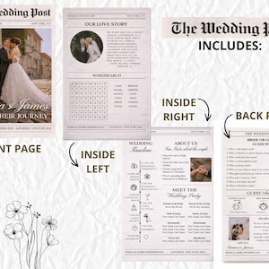 Dreifach gefaltetes Programm • Vorlage für ein dreifach gefaltetes Hochzeitsprogramm • Elegante und moderne Hochzeitsbroschüre mit Fotos • Sofort-Download • Bearbeitbar und druckbar Bild 12