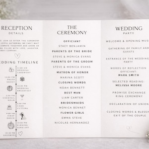 Dreifach gefaltetes Programm • Vorlage für ein dreifach gefaltetes Hochzeitsprogramm • Elegante und moderne Hochzeitsbroschüre mit Fotos • Sofort-Download • Bearbeitbar und druckbar Bild 5