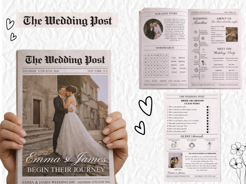 Dreifach gefaltetes Programm • Vorlage für ein dreifach gefaltetes Hochzeitsprogramm • Elegante und moderne Hochzeitsbroschüre mit Fotos • Sofort-Download • Bearbeitbar und druckbar Bild 11