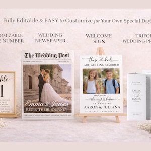 Wedding Bundle •Trifold program •Trifold Wedding Program Template •Elegant and Modern Wedding Brochure w/ Photos • INSTANT DOWNLOAD •