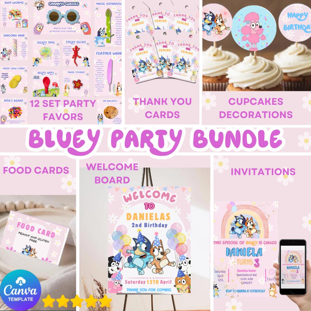 Bluey Party Bundle, Bluey Favors Printable, Birthday Party Bundle Bluey Dog Birthday Party Favor Labels, Bluey birthday + Surprise gift