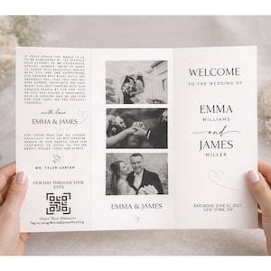 Dreifach gefaltetes Programm • Vorlage für ein dreifach gefaltetes Hochzeitsprogramm • Elegante und moderne Hochzeitsbroschüre mit Fotos • Sofort-Download • Bearbeitbar und druckbar Bild 4