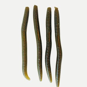 5” or 4” Green Pumpkin Red Flake stick bait, soft plastic bait, bass fishing, senko style