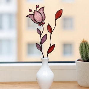 Elegant Stained Glass Flower Vase Pattern, Digital Download, DIY Home Decor, Floral Glass Art, Suncatcher Design, Gift for Mom, Gift for Her