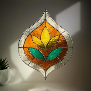Flower Stained Glass Pattern, Stained Glass Patterns, Digital Download, DIY Stained Glass, Home Decor, Suncatcher, Stained Glass Flower,