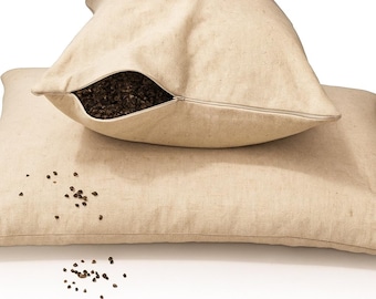 Organic Buckwheat Hull Pillow | Adjustable Firmness | Natural Supportive Pillow for Neck & Spine Alignment