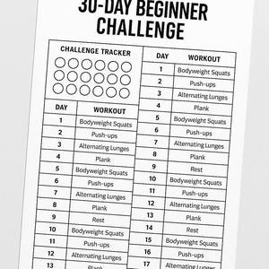 30-Day Beginner Fitness Challenge Printable
