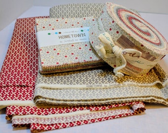 Hometown: Sweetwater Fabric Collection - Moda Fabrics - 2 charm packs, 1 jelly roll, 2 two-yard x 45" fabrics